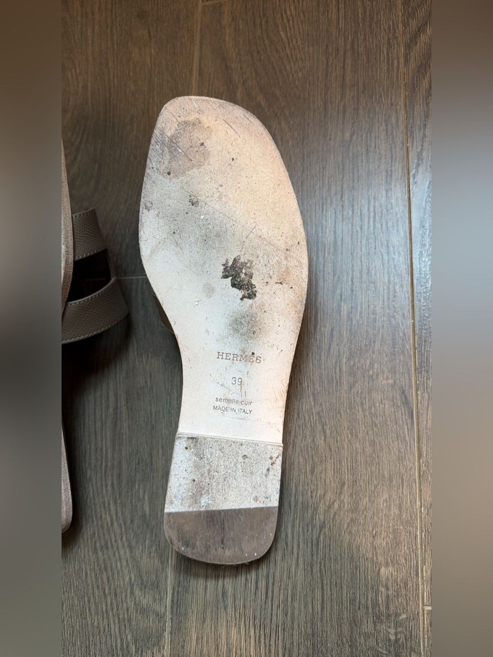 Hermès Oran Sandals, Étoupe, size 39 - Picture 11 of 12